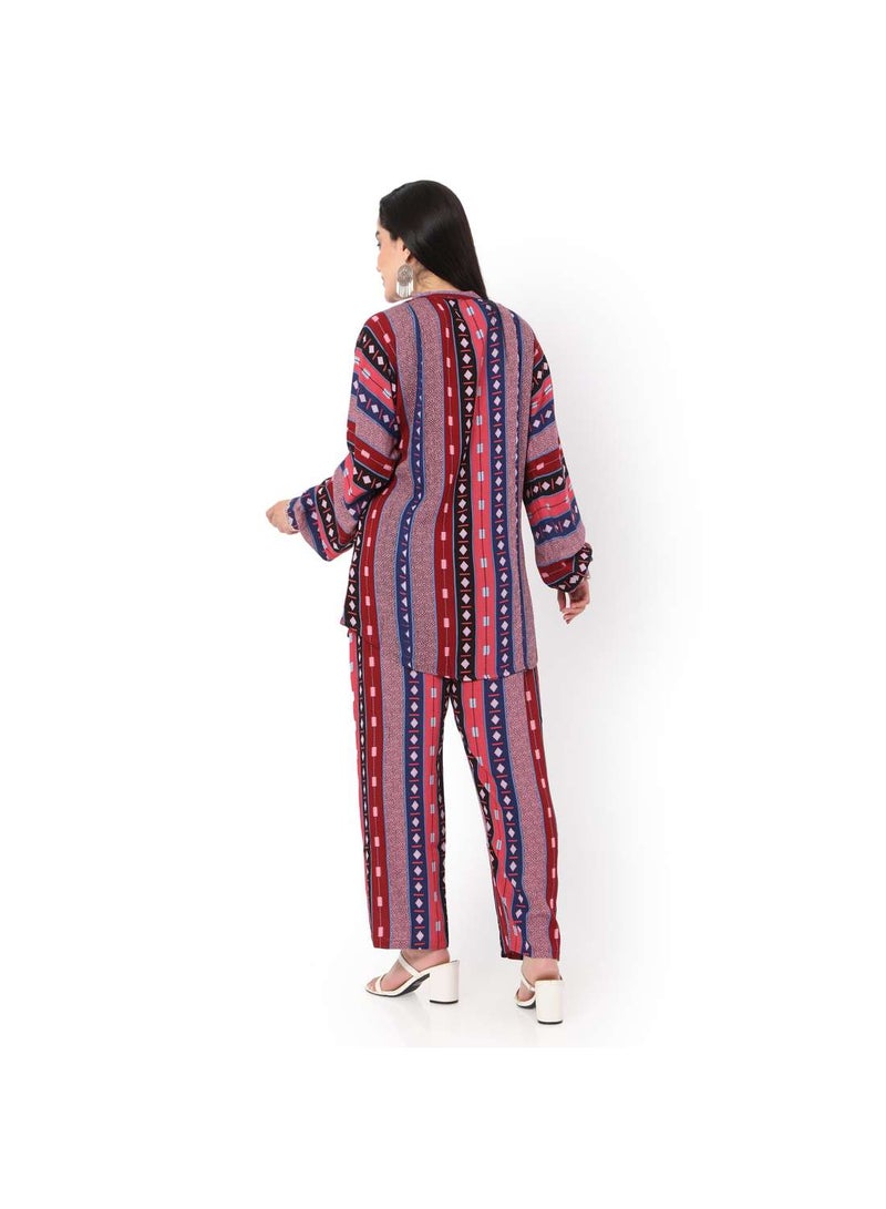 HANA & SARA PRINTED VISCOSE CASUAL ELEGANT CO-ORD SET FOR WOMENS ARABIC KAFTAN JALABIYA - Image 2