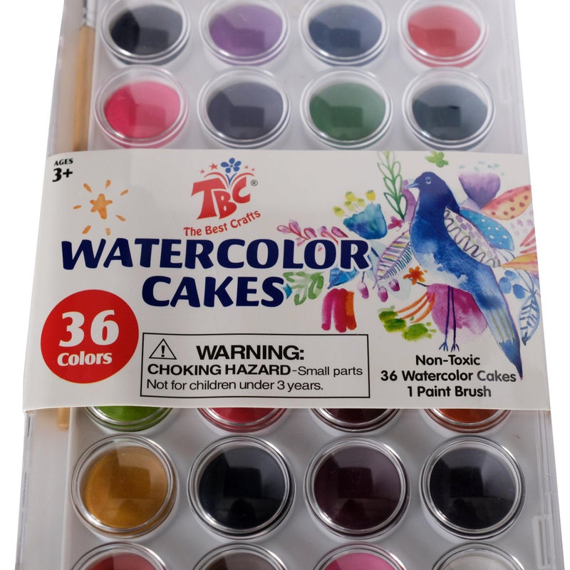 STORE 2508 Store2508 Combo of 36 Colours Portable Travel Watercolour Cake Pan Paint Set with Brush with Watercolour Pad - Image 3