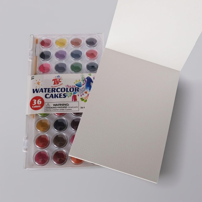 STORE 2508 Store2508 Combo of 36 Colours Portable Travel Watercolour Cake Pan Paint Set with Brush with Watercolour Pad - Image 5