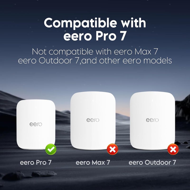 XLTTYWL طقم تركيب ® ثنائي الوظيفة للحائط والمقبس لموجه eero Pro 7 WiFi 7 | يناسب موجه eero Pro 7 ثلاثي النطاق Mesh Wi-Fi 7، إدارة كابلات مخفية، بلاستيك ABS متين، تصميم موفر للمساحة، أبيض، عبوة من 2 - Image 5