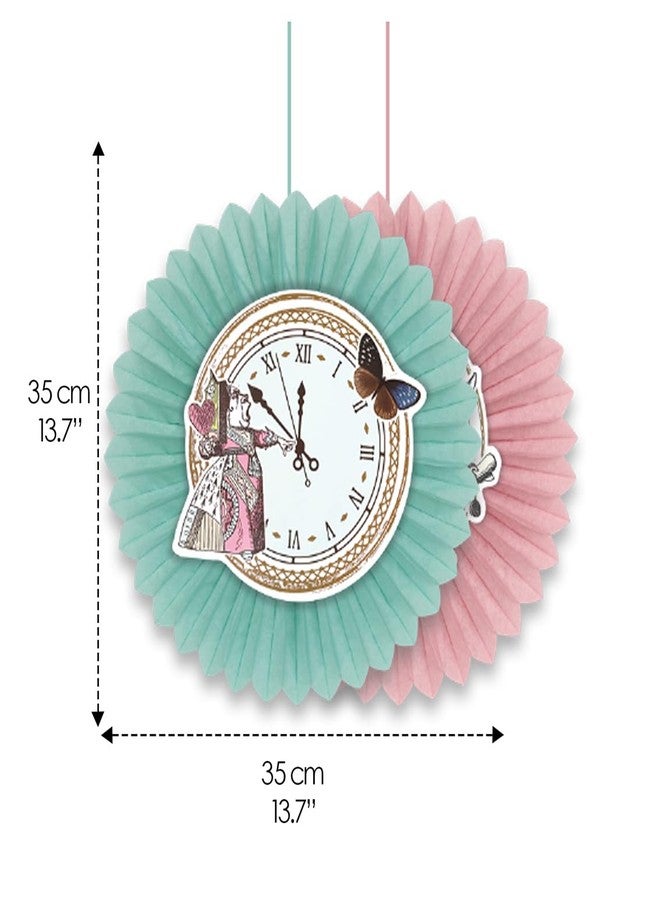 توكينج تيبلز مجموعة زينة حفلات أليس في بلاد العجائب من Talking Tables، تتضمن 10 قطع قابلة لإعادة الاستخدام، على شكل ساعات ورقية معلقة ومراوح، مثالية لتزيين حفلات أعياد ميلاد الأطفال، وحفلات شاي مستوحاة من شخصية صانع القبعات المجنون، وحفلات استقبال المولود الجديد. - Image 4