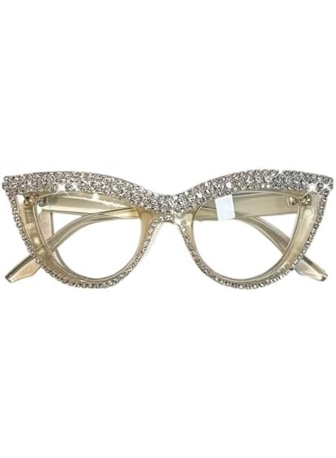 My souq Cat-Eye Reading Glasses with Rhinestone Embellishments - Clear Frame - Image 1