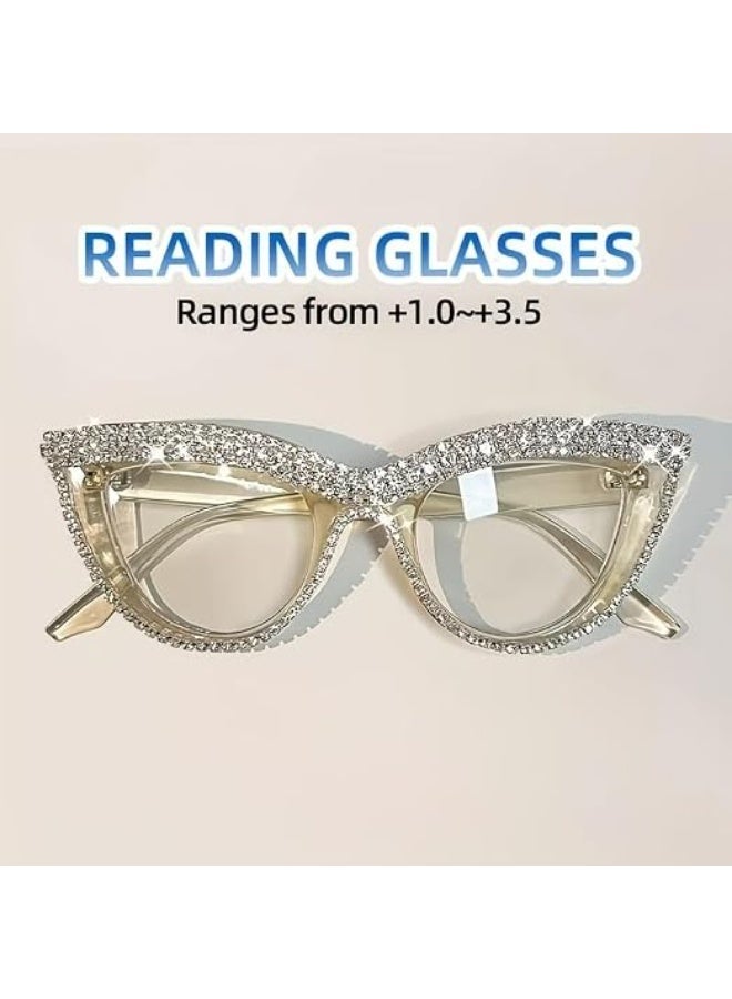 My souq Cat-Eye Reading Glasses with Rhinestone Embellishments - Clear Frame - Image 3