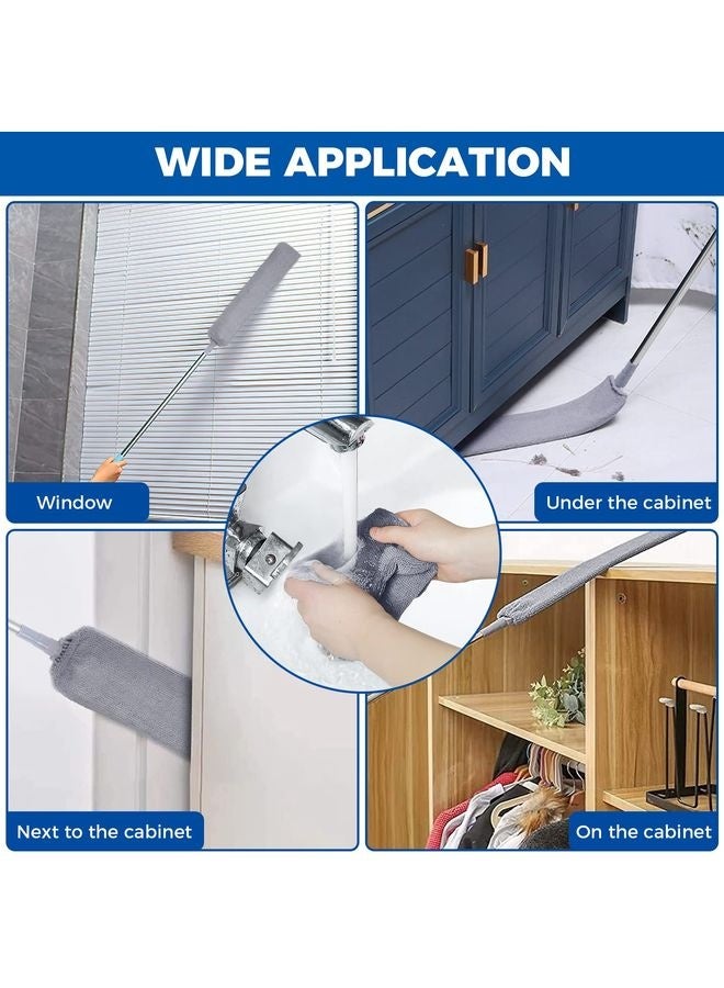 HOMESTAR Retractable Gap Dust Cleaner Cleaning Tools with 2 Microfiber Dusting Cloths Long Handle 60inches Washable and Retractable Duster Brush for Cleaning Under Appliances Furniture Couch Fridge - Image 3
