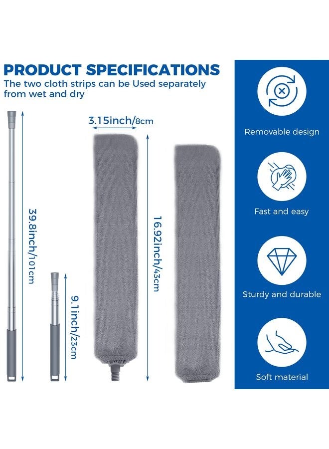 HOMESTAR Retractable Gap Dust Cleaner Cleaning Tools with 2 Microfiber Dusting Cloths Long Handle 60inches Washable and Retractable Duster Brush for Cleaning Under Appliances Furniture Couch Fridge - Image 2