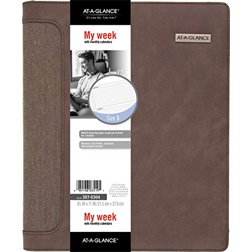 AT-A-GLANCE Day Runner Undated Harrison Leather Day Planner, 8-1/2-x-11-inch (307-0304), Brown - Image 1
