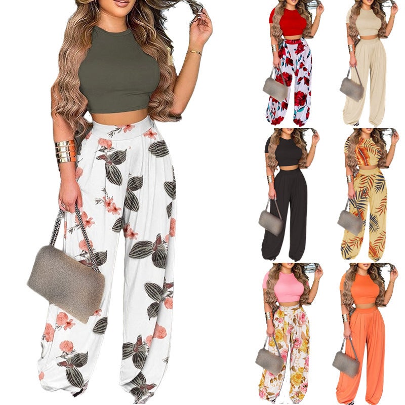 2024 Autumn Casual Printed Womens Two-Piece Set Red print  - Image 4