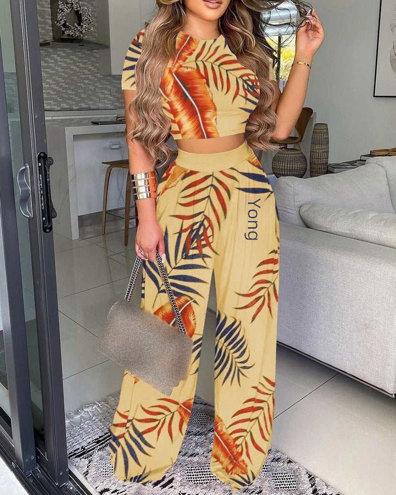2024 Autumn Casual Printed Womens Two-Piece Set Red print  - Image 5