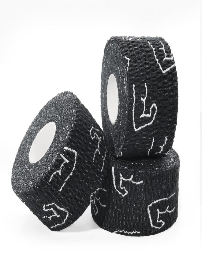 QILIMA 3-Pack Black Weightlifting Hook Grip Tape, 1.5 Inch x 23 Ft Per Roll (69 Ft Total), Elastic Thumb Athletic Tape for Olympic Weightlifting, Crossfit, Powerlifting & Gym Hand Grip Support - Image 1