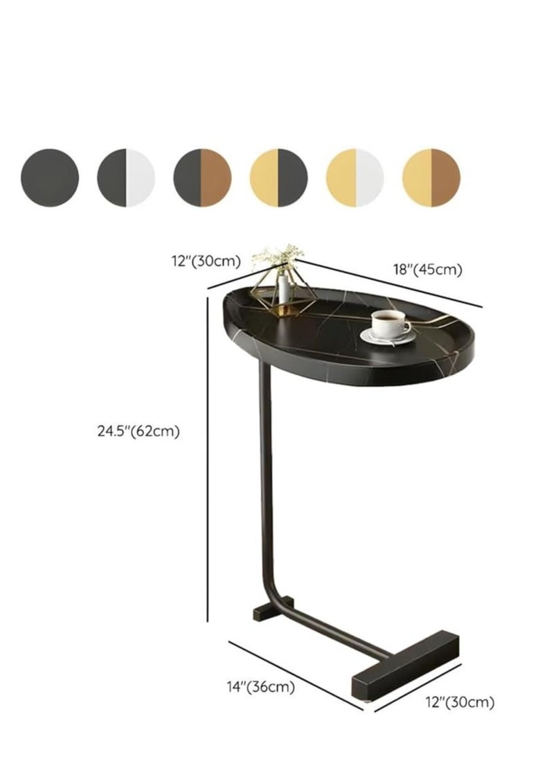 Y&D طاولة جانبية صغيرة على شكل حرف C لطاولة نهاية للكنبة والسرير، طاولة تلفاز بإطار معدني للكنبة، غرفة المعيشة، غرفة النوم - Image 2