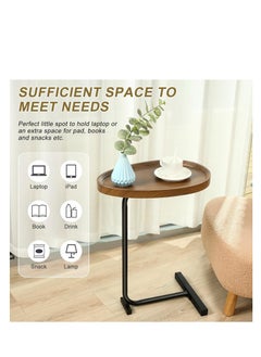 Y&D Small Side Table C Shaped End Table for Sofa and Bed, TV Tray Table with Metal Frame for Couch, Living Room, Bedroom  - Image 3