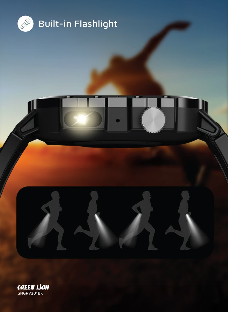GREEN LION Gravix Smart Watch with LED Torch and Multiple Sports Mode / Smartwatch with 2.01" IPS Screen Size / Raise Wrist Wake Screen / Heart Rate / Call Records / Blood Oxygen - Black - Image 3