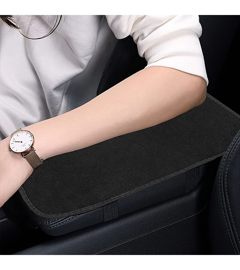 Universal Armrest Pad Height Increase Soft Car Center Console Black - Image 3