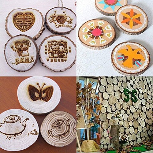 William Craft Unfinished Natural with Tree Bark Wood Slices 10 Pcs 4.2-4.7 inch Disc Coasters Wood Coaster Pieces Craft Wood kit Circles Crafts Christmas Ornaments DIY Crafts with Bark for Crafts Rustic Wedding - Image 5