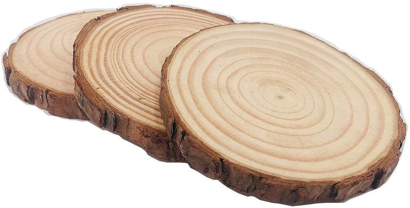 William Craft Unfinished Natural with Tree Bark Wood Slices 10 Pcs 4.2-4.7 inch Disc Coasters Wood Coaster Pieces Craft Wood kit Circles Crafts Christmas Ornaments DIY Crafts with Bark for Crafts Rustic Wedding - Image 2