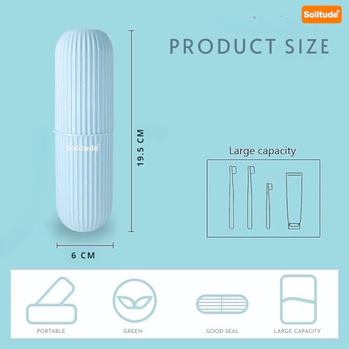 Solitude 2 Pcs Capsule Design Portable Storage Organizer Case for Toothbrush, Toothpaste, Glasses, Makeup Brushes Travel Bathroom Camping - Image 2