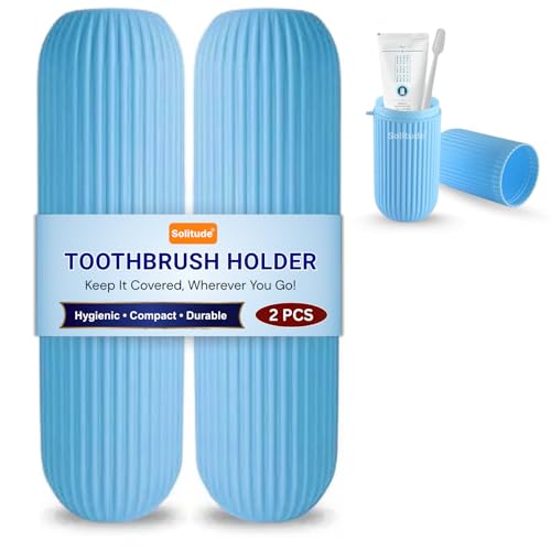 Solitude 2 Pcs Capsule Design Portable Storage Organizer Case for Toothbrush, Toothpaste, Glasses, Makeup Brushes Travel Bathroom Camping - Image 1