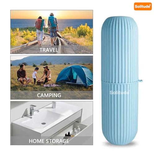 Solitude 2 Pcs Capsule Design Portable Storage Organizer Case for Toothbrush, Toothpaste, Glasses, Makeup Brushes Travel Bathroom Camping - Image 5