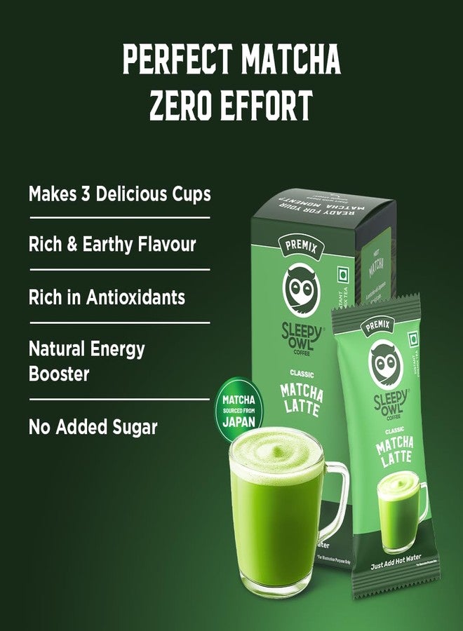Sleepy Owl Classic Matcha Premix, Sourced From Japan, Frothy & Creamy Cafe-Style Matcha at Home, Just Add Hot Water, Pack of 3 Sachets, 54g (18g x 3) - Image 2