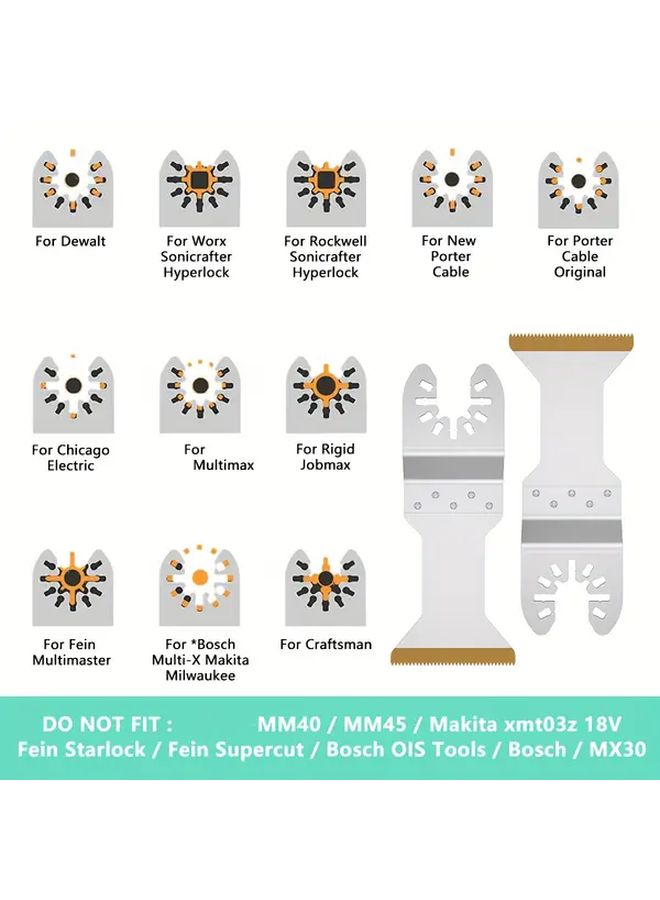 5Pcs Titanium Bi Metal Oscillating Multitool Blades For Wood Metal Hard Materials - Image 2