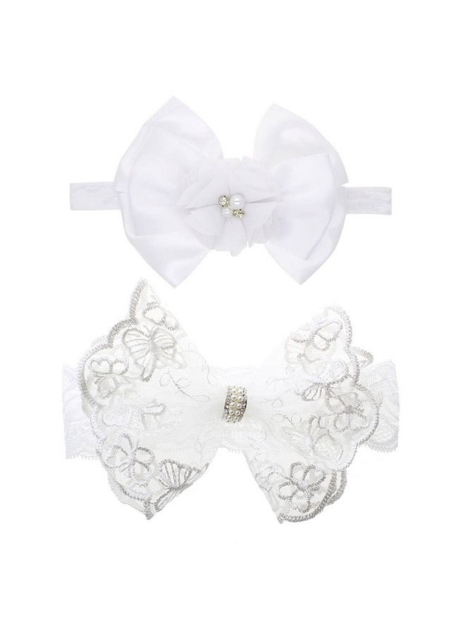 JustMyDress JustMyDress Baby Baptism Christening Headband Newborn Hairband with Bow JB181 (Set-A)  - Image 1