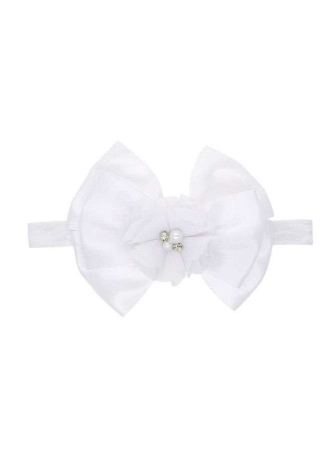 JustMyDress JustMyDress Baby Baptism Christening Headband Newborn Hairband with Bow JB181 (Set-A)  - Image 2