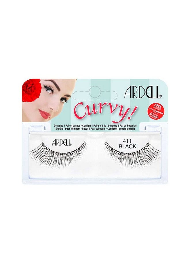 أرديل رموش صناعية من Ardell Curvy Lash 411 باللون الأسود + غراء شفاف مزدوج 1 جرام  - Image 1