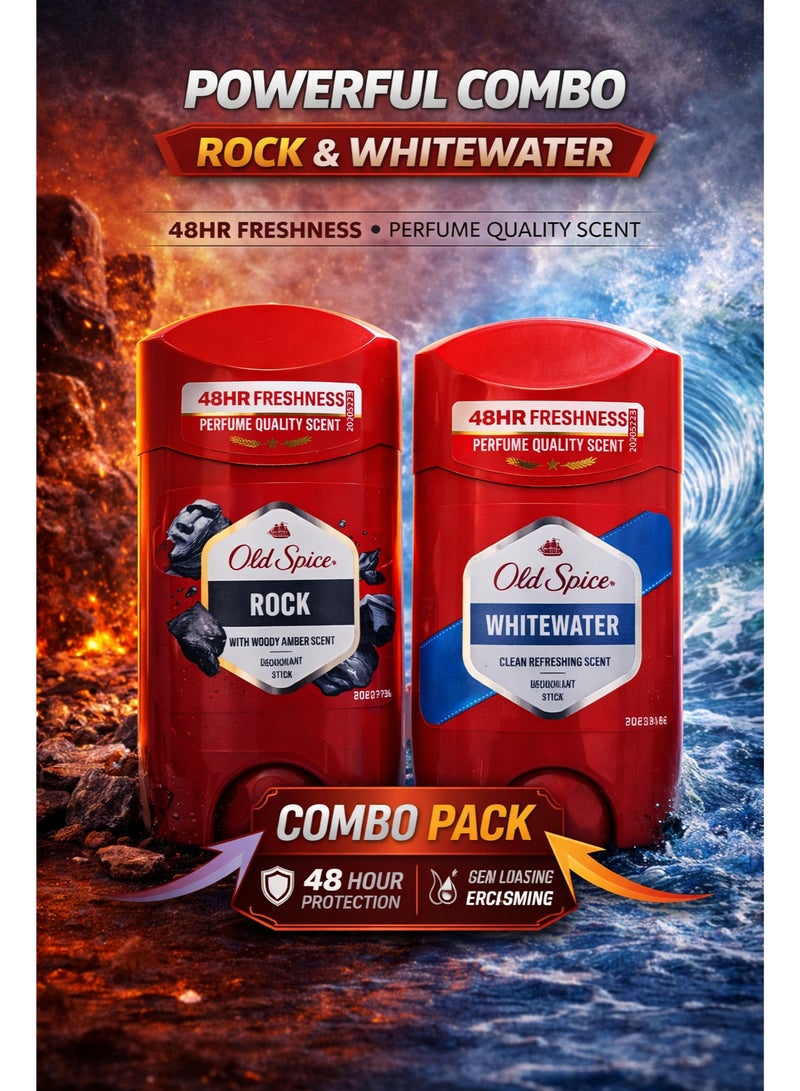 Rock & Whitewater Deodorant Stick 48H Freshness 2x50 ml