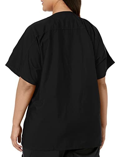 Landau Essentials Unisex Relaxed Fit 1-Pocket V-Neck Scrub Top 7502 Black - Image 2