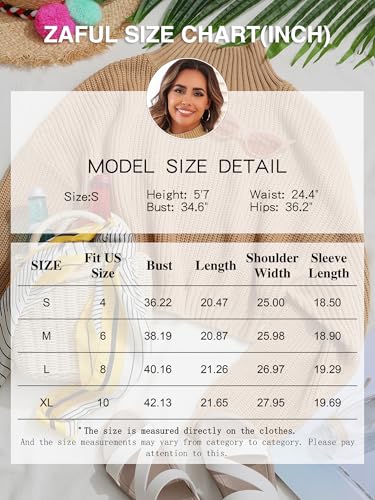 ZAFUL Women's Cropped Turtleneck Sweater Lantern Sleeve Ribbed Knit Pullover Sweater Jumper (1-Apricot, M) - Image 5