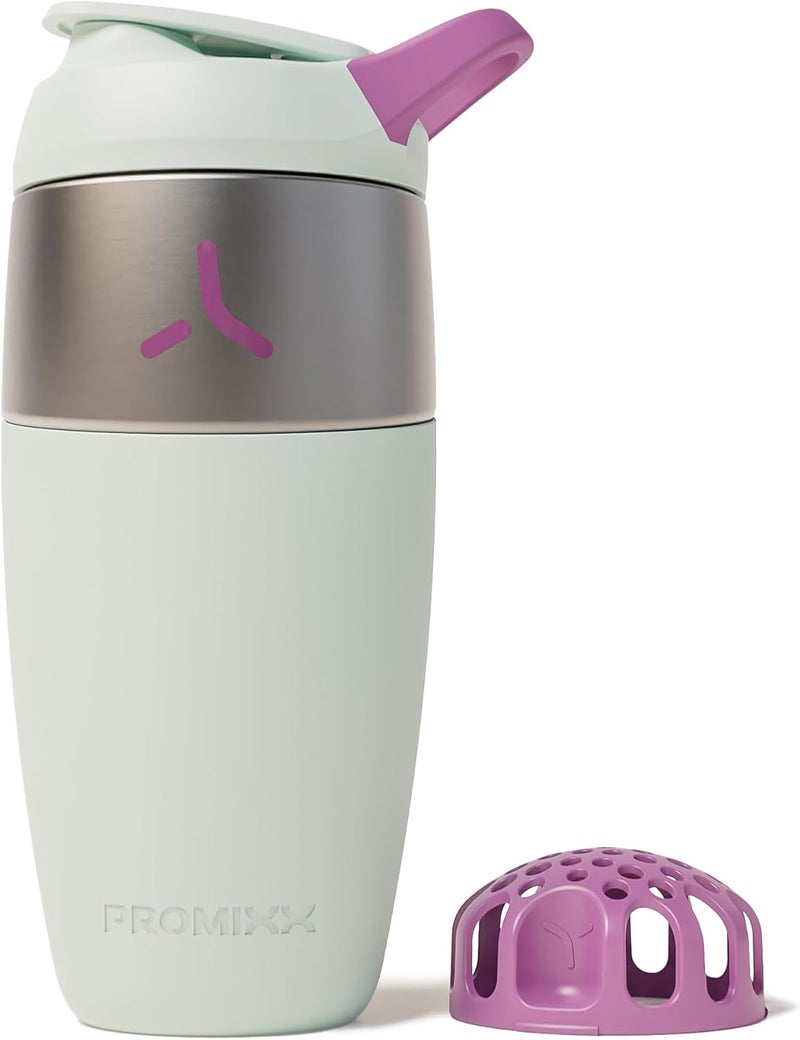 Promixx Pursuit Stainless Steel Blender – 760ml Lightweight Metal Protein Mixer with Snap-Fit for Smooth Shakes – Airtight Anti-Odours for Fitness – Seaweed Green - Image 1