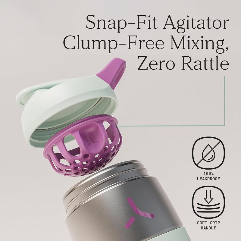 Promixx Pursuit Stainless Steel Blender – 760ml Lightweight Metal Protein Mixer with Snap-Fit for Smooth Shakes – Airtight Anti-Odours for Fitness – Seaweed Green - Image 3