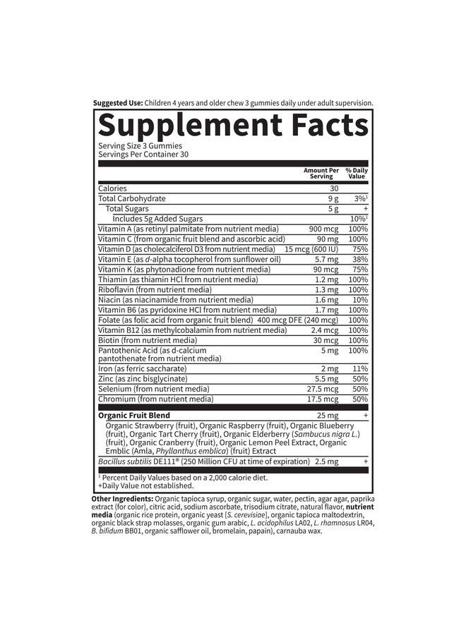 Garden of Life Kids Multivitamin Gummy with Iron+Probiotics for Immune Health & Digestion:Vitamins D, C, E, B, Zinc for Energy&Development,Vitamin Code,Non-GMO,Gluten-Free, Orange,30 Day Supply - Image 5