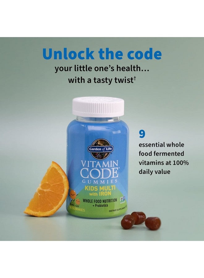 Garden of Life Kids Multivitamin Gummy with Iron+Probiotics for Immune Health & Digestion:Vitamins D, C, E, B, Zinc for Energy&Development,Vitamin Code,Non-GMO,Gluten-Free, Orange,30 Day Supply - Image 3