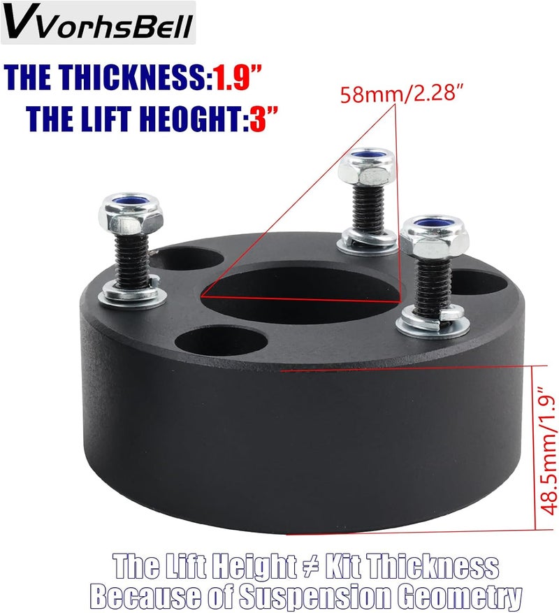 VVORHSBELL 3" Front Leveling Lift Kits for 2009-2022 Ram 1500 4WD - Image 2