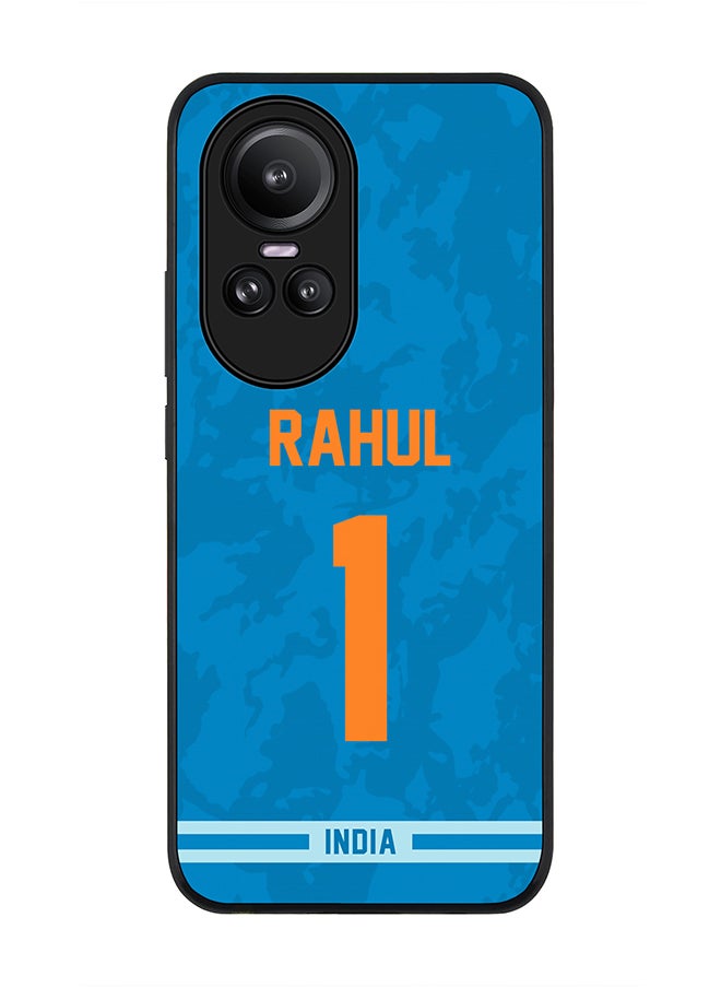Stylizedd Rugged Black Edge case for Oppo Reno10 / Oppo Reno10 Pro, Custom Slim fit Flexible Anti Drop Thin Phone Case Cover - Team India KL Rahul, Jersey No 1  - Image 1