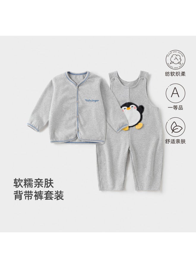 YISHUANGER Two-piece Overalls Set For Baby Boys, Cute And Adorable Casual Outfit For Going Out In Spring And Autumn - Image 2