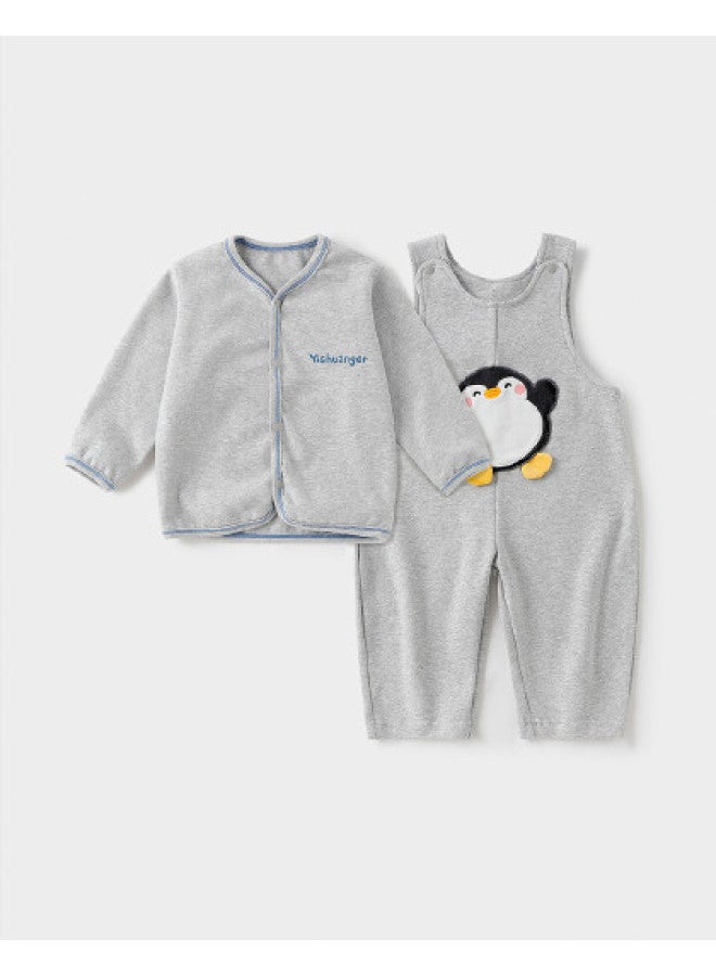 YISHUANGER Two-piece Overalls Set For Baby Boys, Cute And Adorable Casual Outfit For Going Out In Spring And Autumn - Image 1