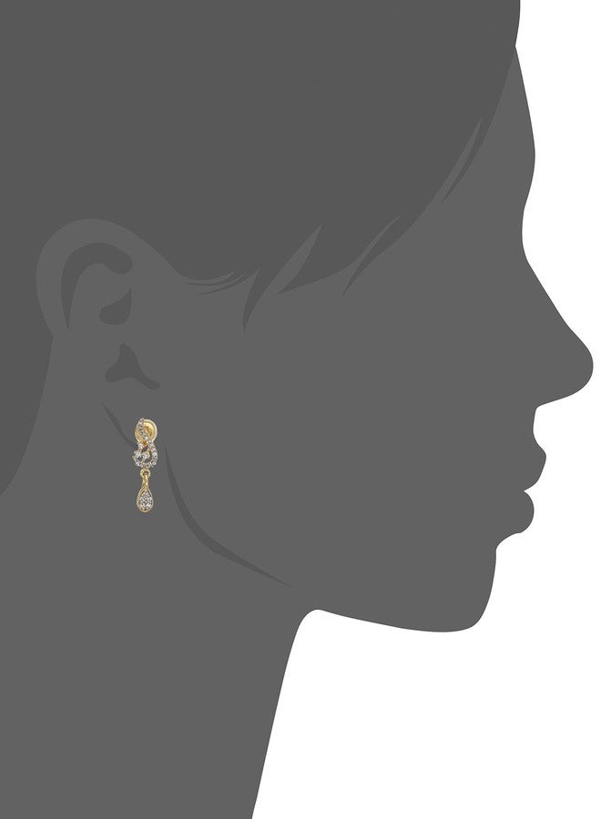 Estele 24Kt Non Precious Metal Gold And Silver Tone Plated Floral Motif Drop Earrings for Girl's - Image 2