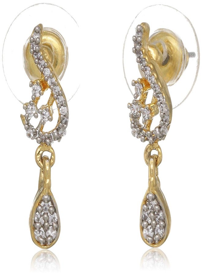 Estele 24Kt Non Precious Metal Gold And Silver Tone Plated Floral Motif Drop Earrings for Girl's - Image 1