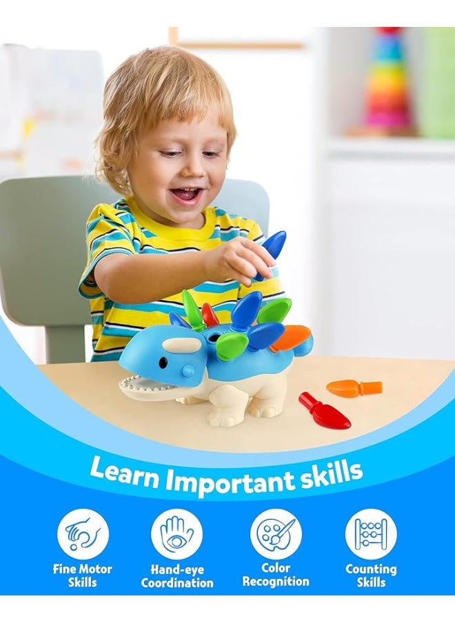 Coogam Coogam Dinosaur Fine Motor Skills Toy, The Ankylosaurus Toys 13 Pcs, Sorting Stacking Dinosaur Color Recognition Montessori Educational Gift Game for 2 3 4 Year Toddler  - Image 1