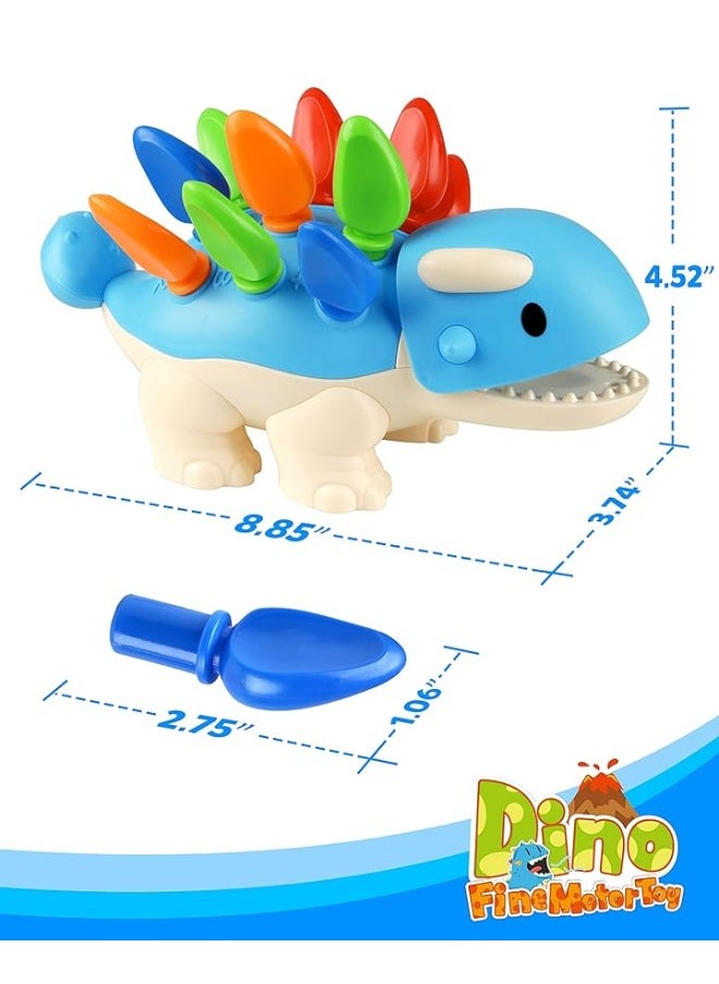 Coogam Coogam Dinosaur Fine Motor Skills Toy, The Ankylosaurus Toys 13 Pcs, Sorting Stacking Dinosaur Color Recognition Montessori Educational Gift Game for 2 3 4 Year Toddler  - Image 5