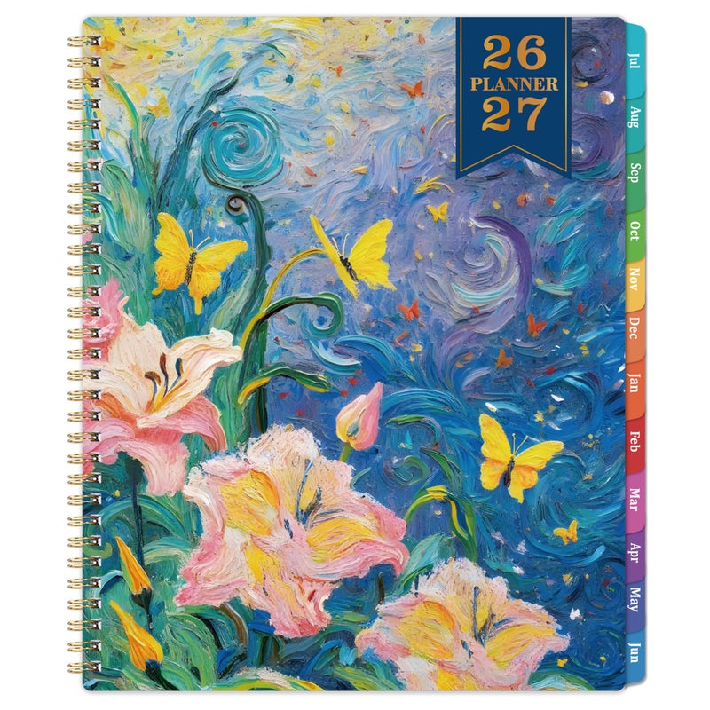 Lortarl Planner 2026-2027 - Academic Planner 2026-2027 Weekly and Monthly from July 2026 to June 2027, 9" x 11", Weekly Monthly Calendar with Inner Pocket, Colorful Coated Tabs - Image 1