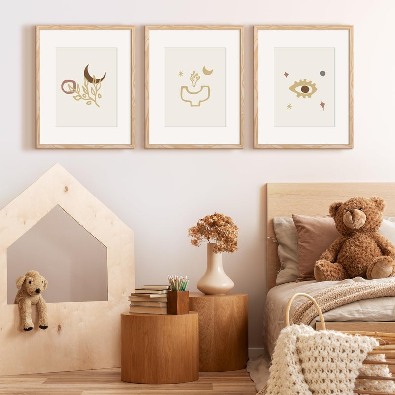 upsimples 16x20 Picture Frame Set of 5, Display Pictures 11x14 with Mat or 16 x 20 Without, Wall Gallery Poster Frames, Natural - Image 2