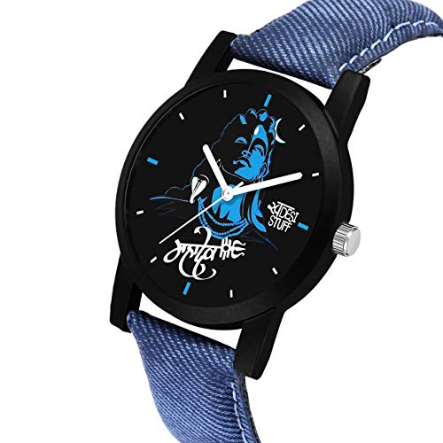 SWADESI STUFF Analogue Blue Dial Leather Strap Mahadev Watch for Men and Boy - Image 2