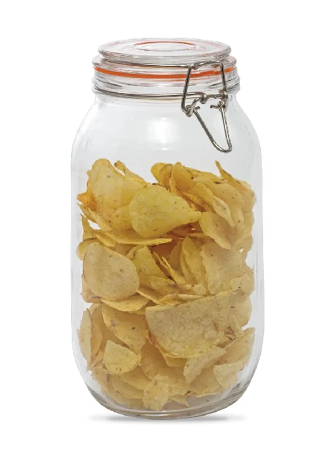 Bien Servi Durable Glass Jar with Stainless Steel Clip Clear and Silver 2.1 L 3519T-2