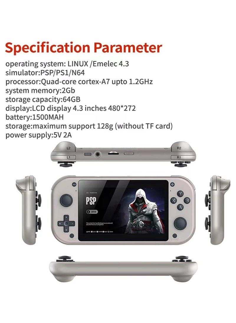 M17 Retro Handheld Game Console 4.3 Inch LCD, 64G/128G Emuelec Video Game Player with 20000+ Classic Games, Portable Gaming System with 480x272 Screen, Ideal for Arcade, NES, Sega, and PS1 Fans (64G 20000+ Games) - Image 2