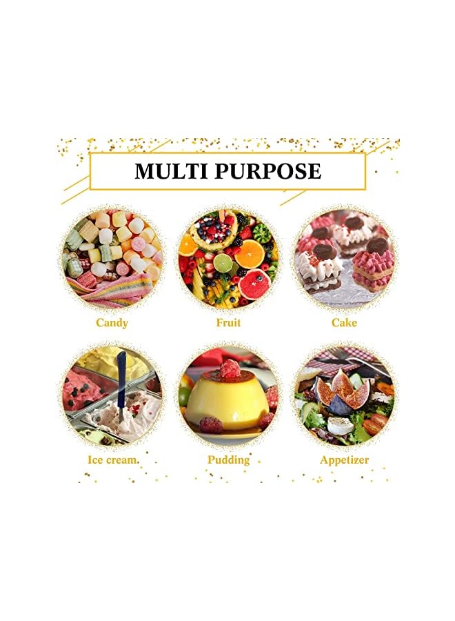 S-TOP Mini Glitter Dessert Cups, Disposable Square Plastic Cake Cups with Spoons Set for Parties Birthday Parties Dinner Party 60ml Small Quartet of Cups Tasting Cups 100pcs (50 Dessert Cups + 50 Spoons) - Image 4