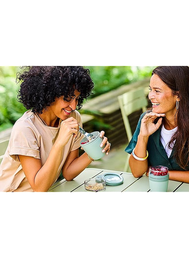 ميبال وعاء غداء عملي Ellipse مع كوب زبادي وكوب موسلي، مقصورات منفصلة للزبادي والموسلي، مناسب للمجمد والميكروويف وغسالة الأطباق، 500 مل + 200 مل من Nordic Sage - Image 2