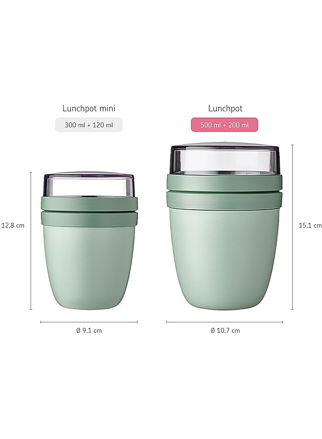 ميبال وعاء غداء عملي Ellipse مع كوب زبادي وكوب موسلي، مقصورات منفصلة للزبادي والموسلي، مناسب للمجمد والميكروويف وغسالة الأطباق، 500 مل + 200 مل من Nordic Sage - Image 5